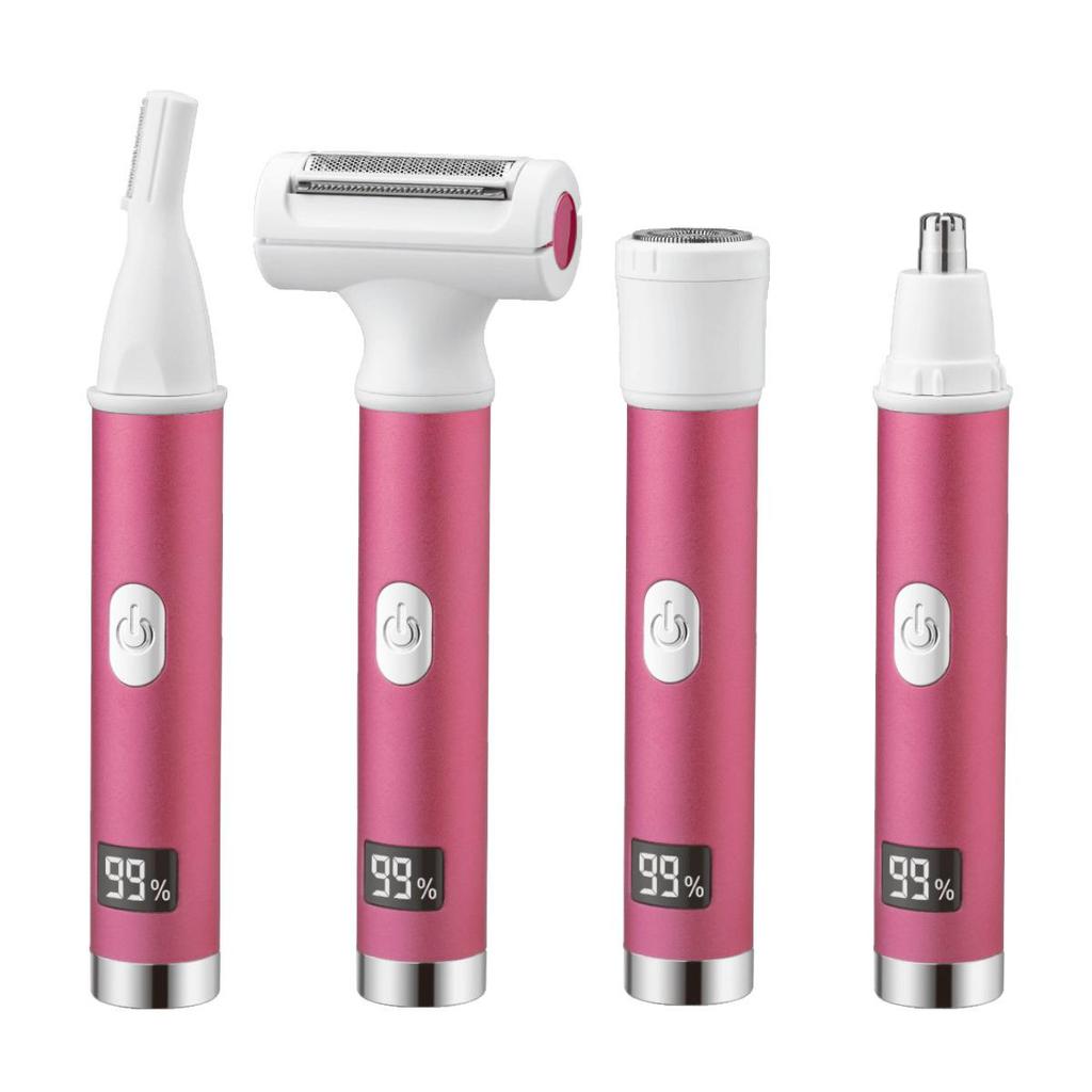 4-in-1 Women's Electric Shaver with USB Charging - Eyebrow Trimmer, Hair Removal for Sideburns, Underarms, Legs, and Bikini Area