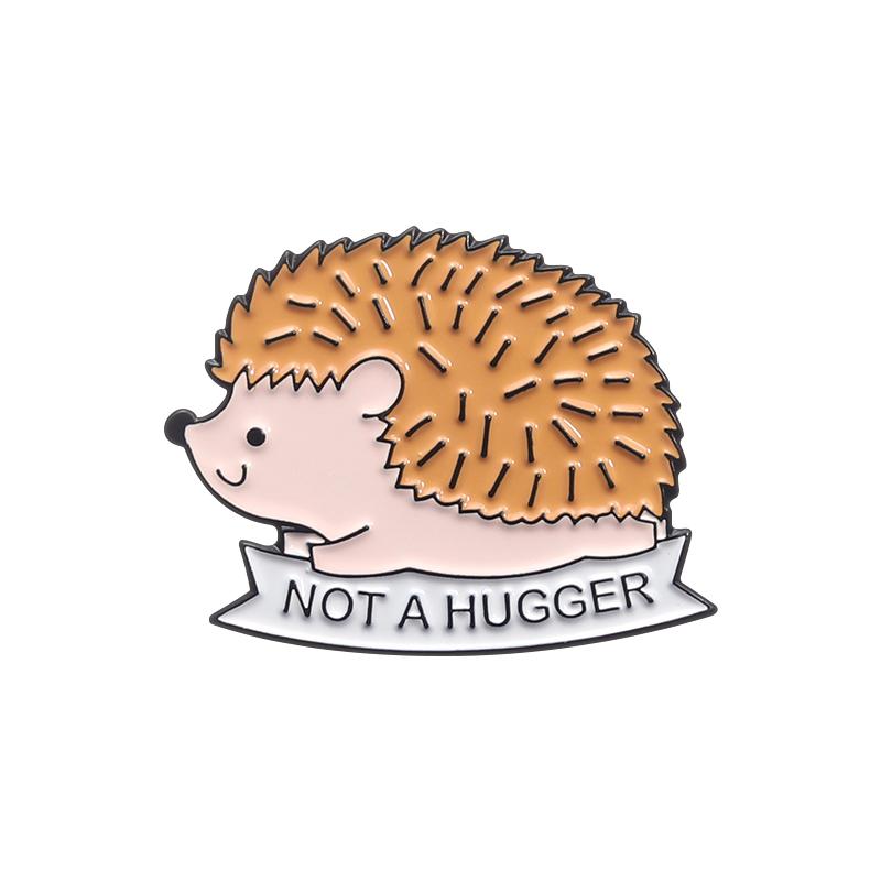 Hedgehog Cactus Not A Hugger Enamel Pins Cute Cartoon Thorny Animals Frog Brooch Backpack Lapel Badge Gift for Friends Wholesale