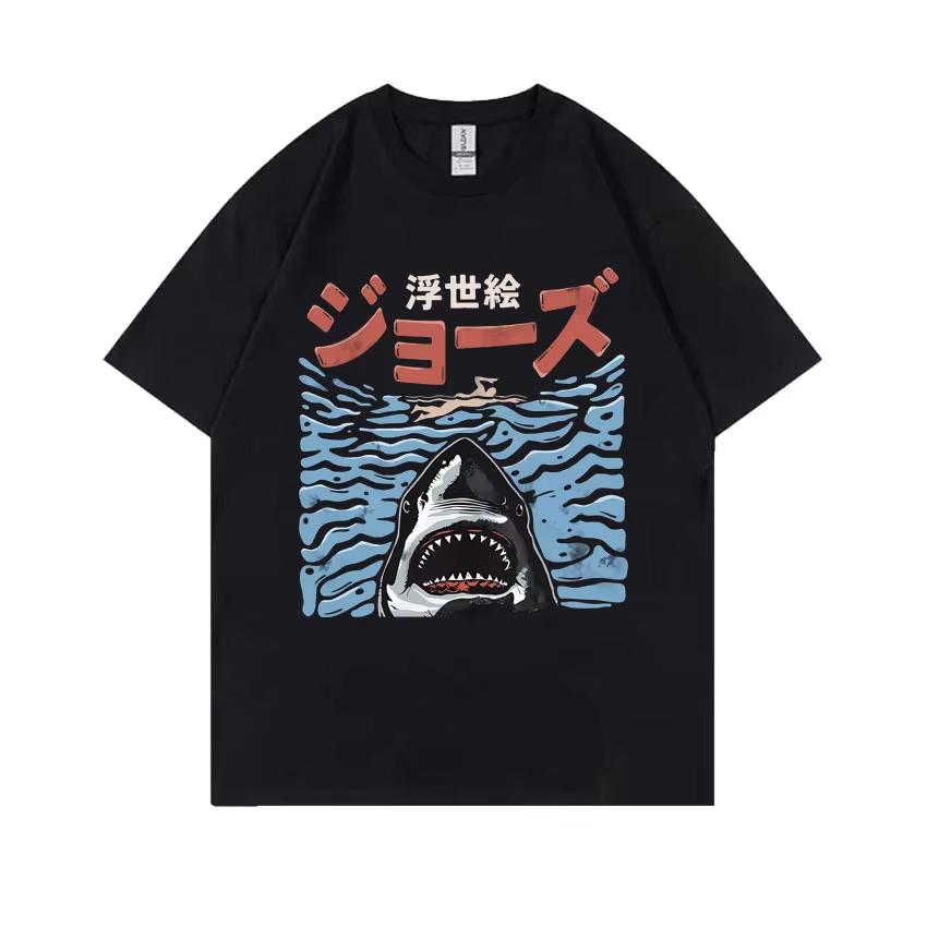 

Japanese Vintage Shark Week Funny Meme Tshirt Men Women Fashion Casual Oversized T Shirts Men s Pure Cotton Short Sleeve T-sh... S разноцветный