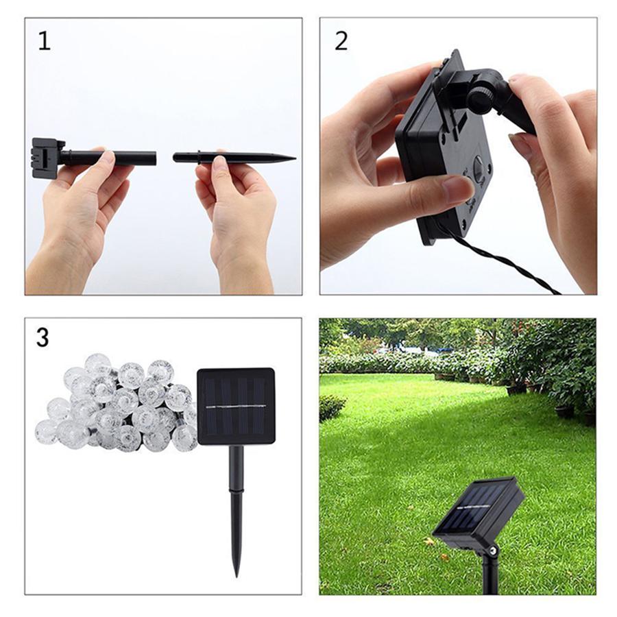 Solar Powered 50 LED String Light Garden Path Yard Decor Lamp Outdoor Waterproof