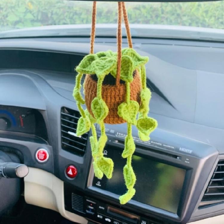Handmade Crochet Car Styling Plant Succulent Car Plant Ornamentos Decoration