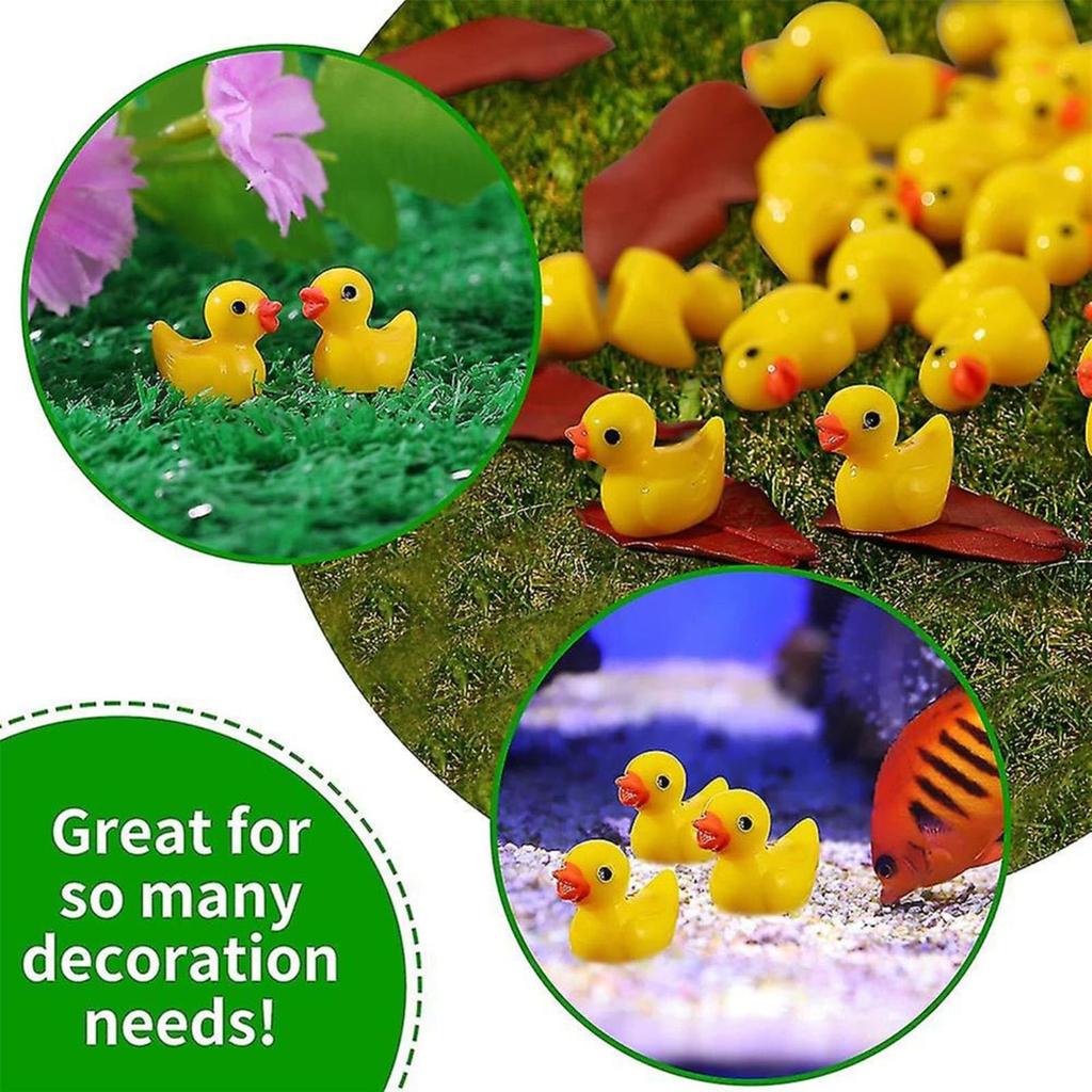 50Pcs/lot Mini Yellow Duck Ornament Miniature Figures Tiny Duck Resin Handicraft Micro Landscape Home Decoration
