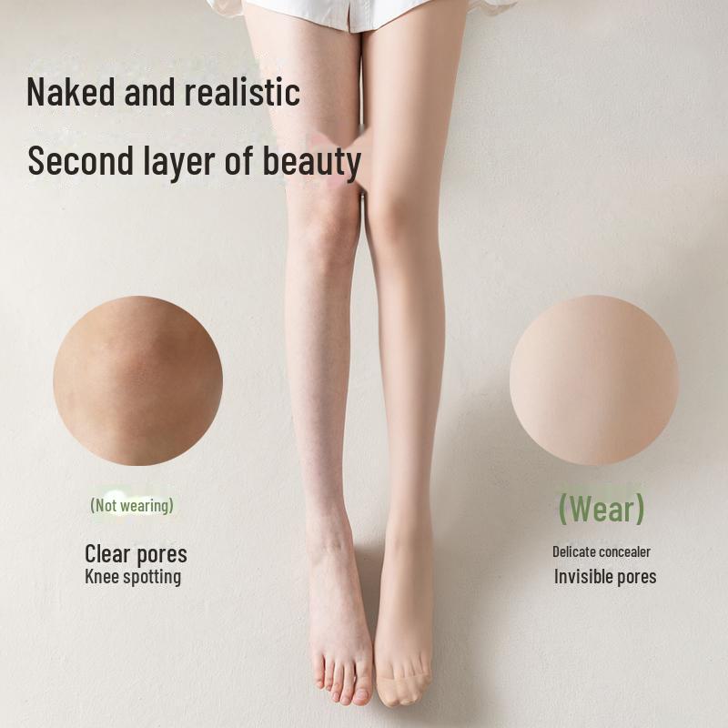 Damskie letnie przezroczyste pończochy - antypoślizgowe, w kolorze skóry, z filtrem przeciwsłonecznym i wzorem antypoślizgowym