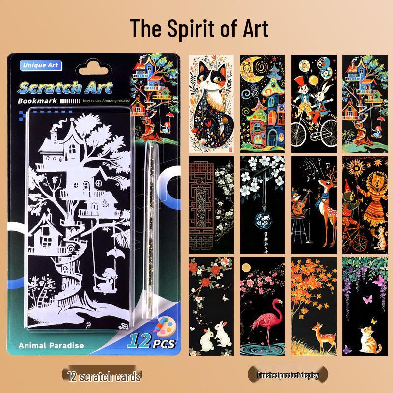 Färgglada DIY Skrapkonst Sticky Notes för Barn - Kreativa Stresslindrande Bokmärken