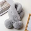 Women Winter Scarf with Wool Ball Decoration Solid Color Thickened Plush Warm Scarf Winter Outfits Accessories