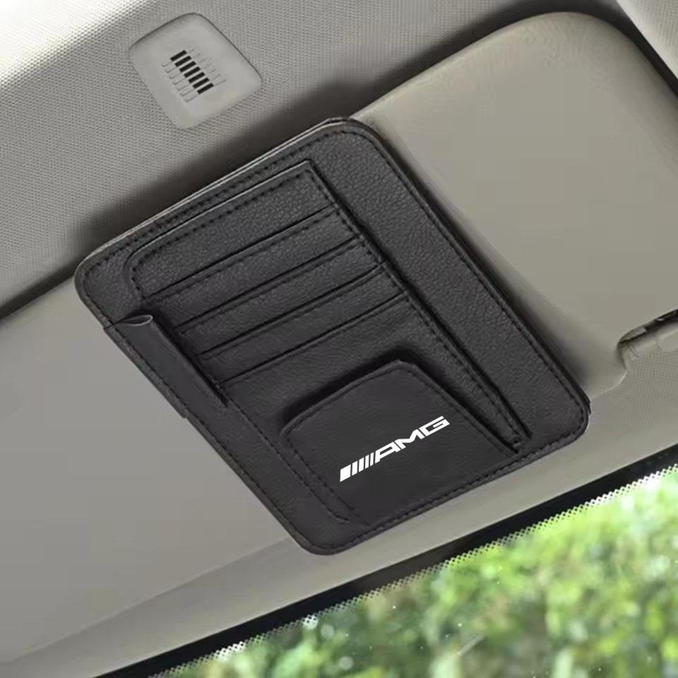 

Car PU Leather Sun Visor Sunglasses Ticket Card Storage Bag For Mercedes Benz AMG A B C M ML GLA GLE GLS E Class W176 W205 W166