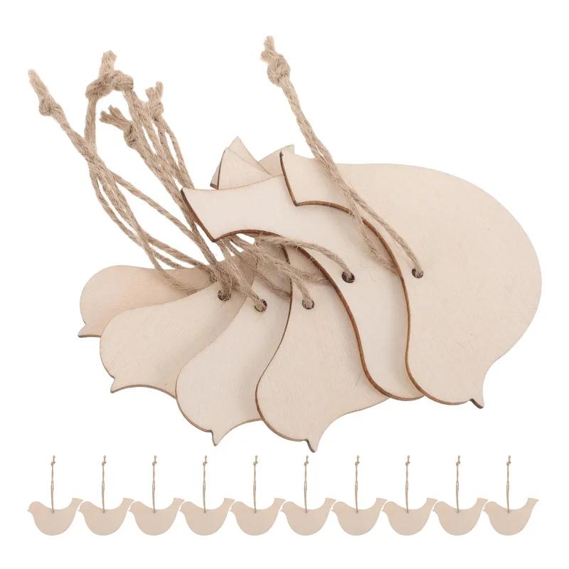 A Top Quality Cutouts For Unfinished Wooden Bird Shapes Natural Slices Diy Wood Crafts Painting Hanging Bird Ornaments With Jute