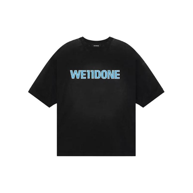 We11done FW23 Solid Color Round Neck Short Sleeve T-Shirt Unisex Tops Black WD-TT3-23-840-U-BK