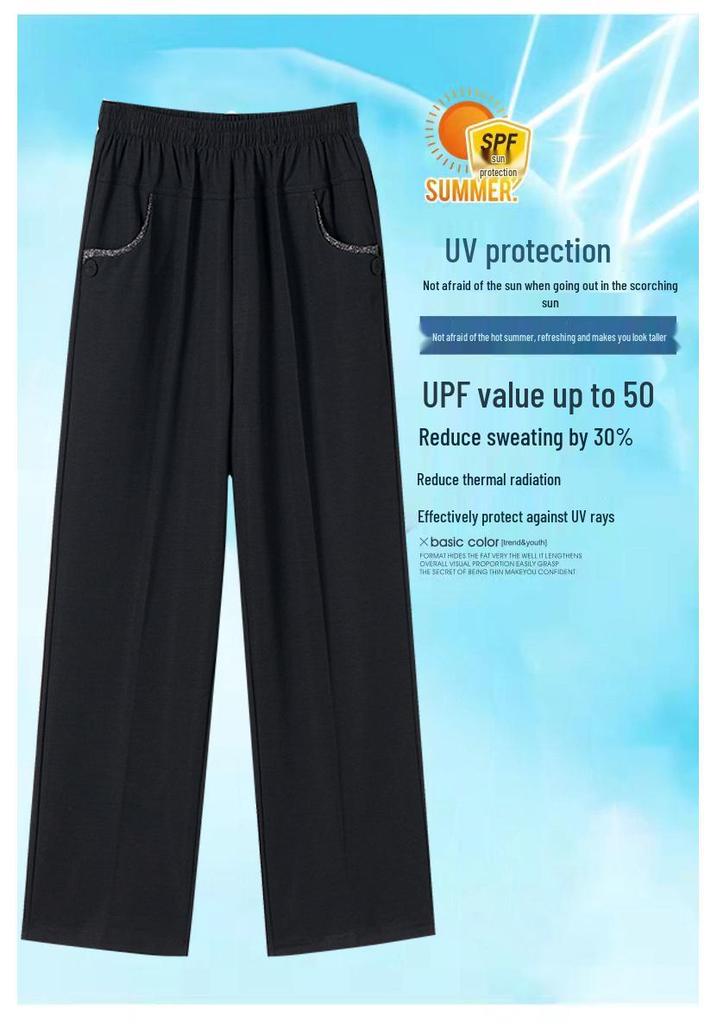 Mom's Ice Silk Cool Nine-Point Pants for Summer - Loose Fit for Mid-Aged and Elderly Women