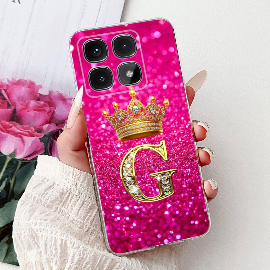 For Xiaomi 14T Pro 5G Case Luxury Crown Letters Soft Silicone Couple Phone Cover For Xiaomi 14T Mi14T 14TPro 2024 Protect Shells