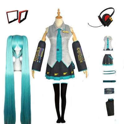Anime Miku Cosplay Kostüm Japan Midi Kleid Weibliche Outfits Für Halloween Neue Jahr Party Anzüge Perücke