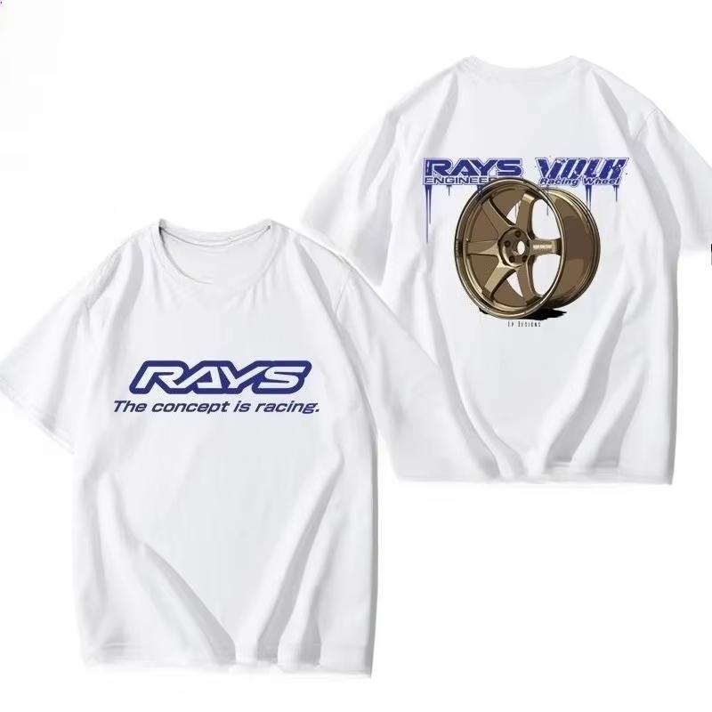 Tričko s potiskem kola RAYS Jdm Náboj Upravené auto Tričko s krátkým rukávem Pánské Dámské Čistá bavlna Poloviční rukáv Ležérní nošení Top