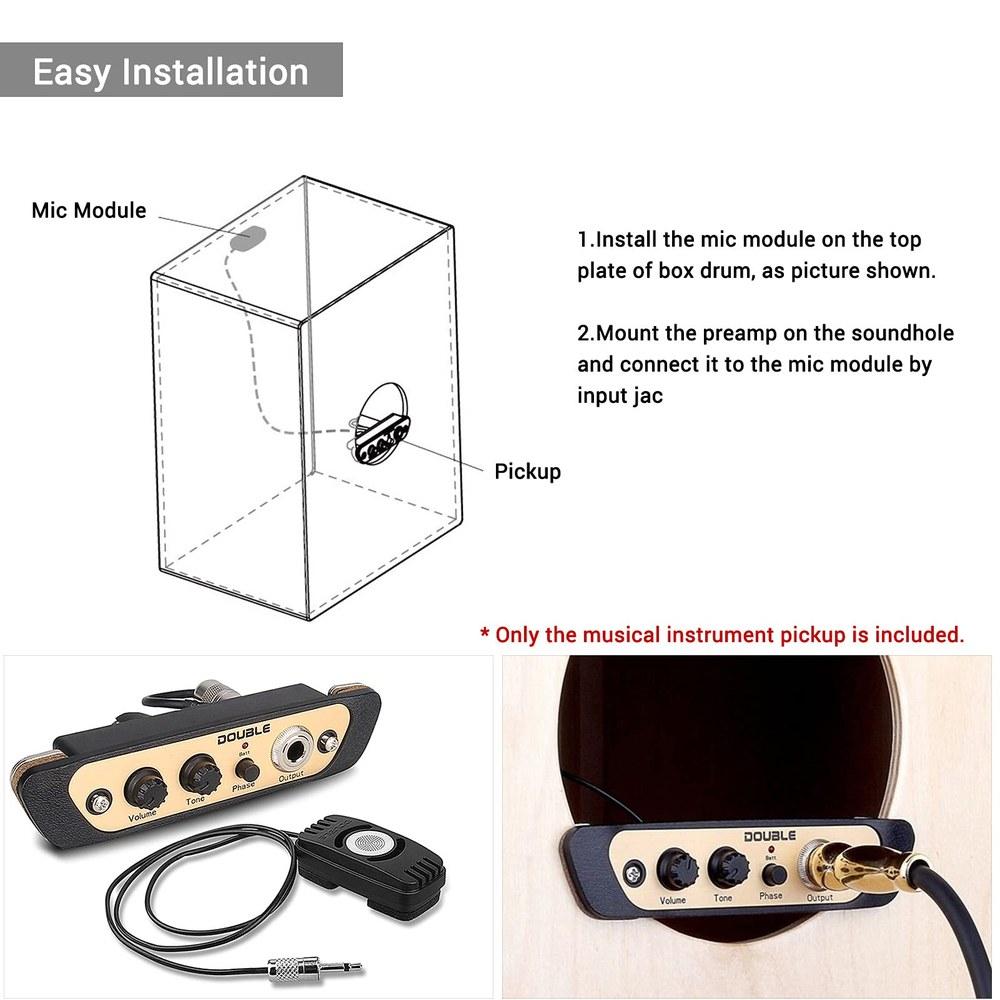 QWAX Cajón Box Drum Preamp Pickup Microphone with 1/4 Inch Jack