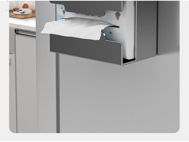 Magnetische Aan de Muur te Bevestigen Keuken Tissuebox en Opbergrek: Zonder boren, Multifunctionele Keukenrolhouder.