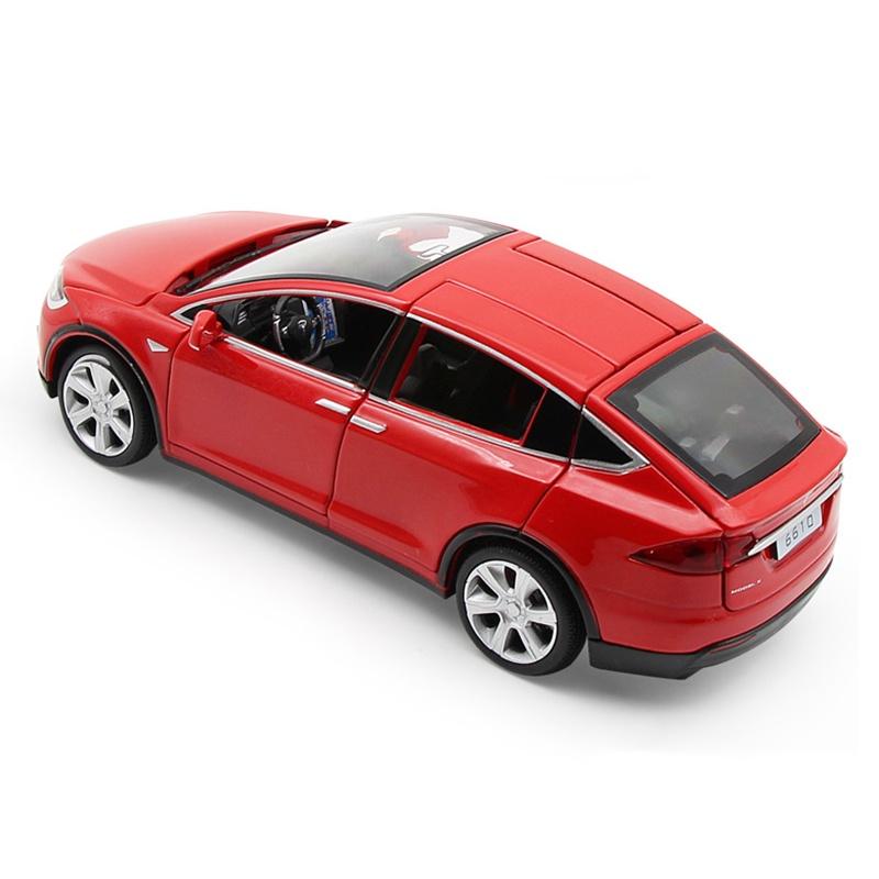 Tesla Model 132 X 90d Suv Diecast Model Car Soundlight Pull Back Kids Toy Gift