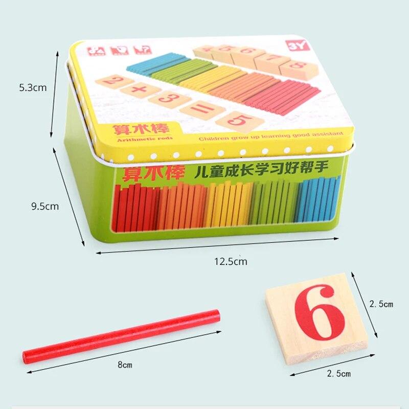 1 Kit Children Preschool Playthings Montessori Style Counting Sticks Rods Featuring Iron Box Math Education Ideal For Boys and Girls
