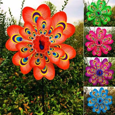 Diameter 38cm Peacock Windmill Multistyles Pinwheel Windmill  Outdoor Party Picnic Decor