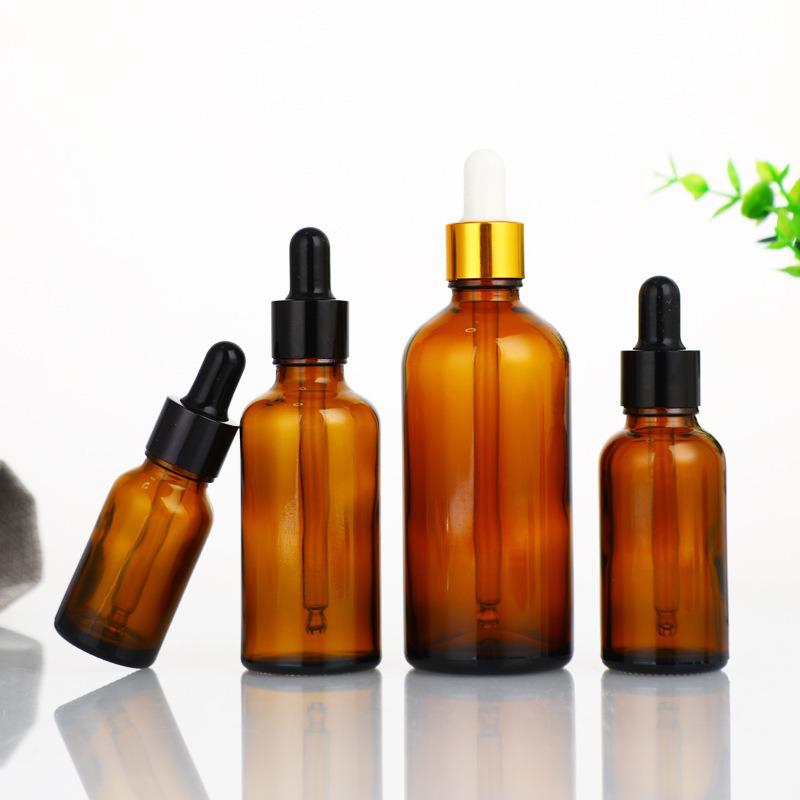 Bernsteinfarbene Glas-Tropfflasche, Braunes Lichtgeschütztes Serum, 5ml-10ml Kosmetische Probenverpackung