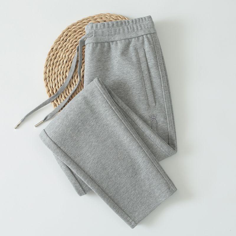 

Цвет питаха Весенне-осенние повседневные спортивные штаны на флисовой подкладке Light gray Fleece-lined 4XL