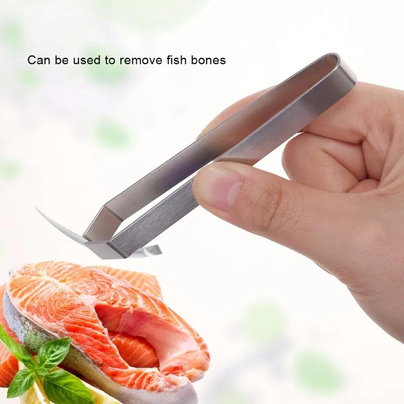 5/1Pcs Stainless Steel Fish Bone Tweezers Kitchen Chef Plucking Clamp Chicken Feather Clip Puller Remover Tongs Kitchen Tools