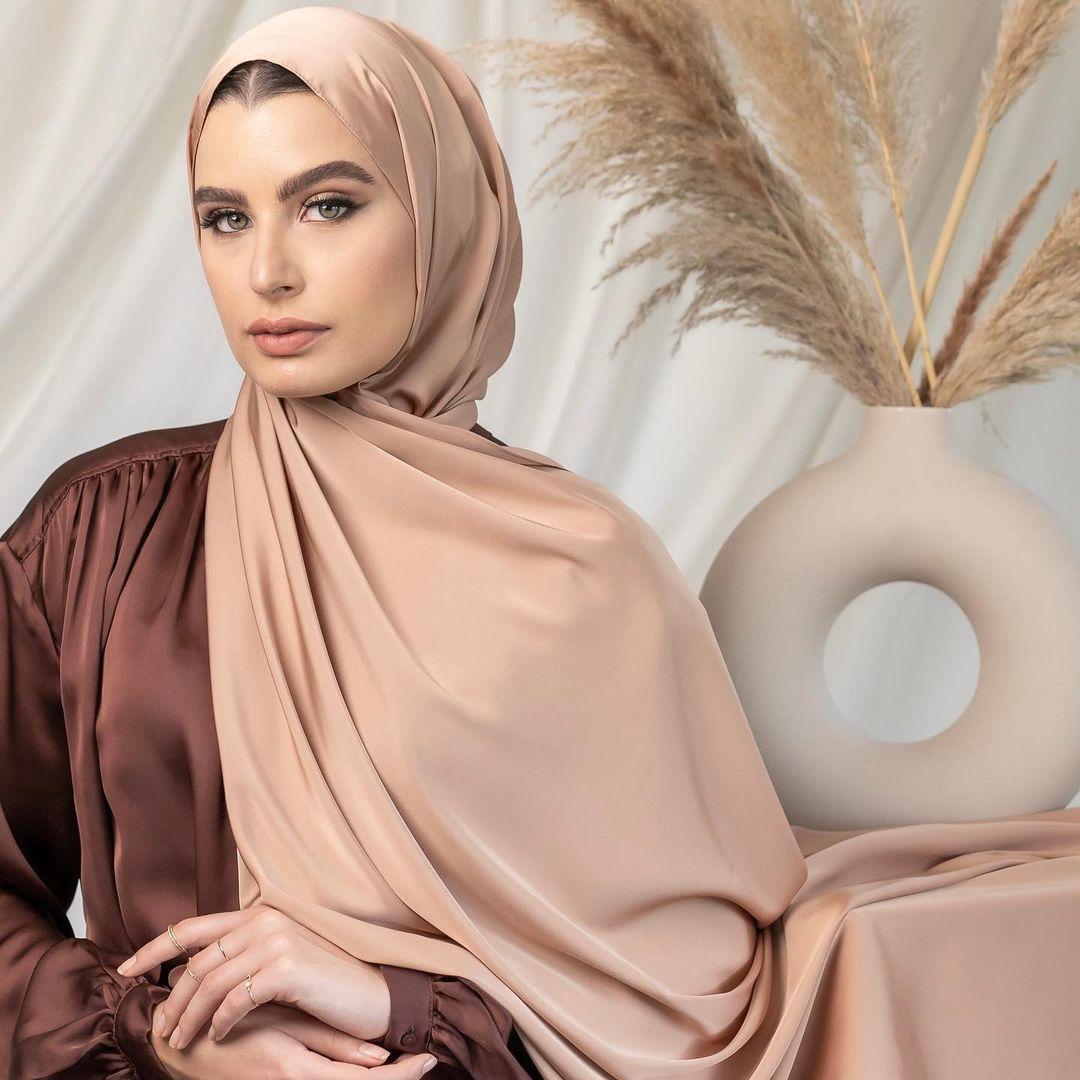 Yto Scarf Women's Muslim Silk Satin Scarf Luxury Design Shawl Satin Hijab Muslim Lady Smooth Shawl Silk Scarves Tudung