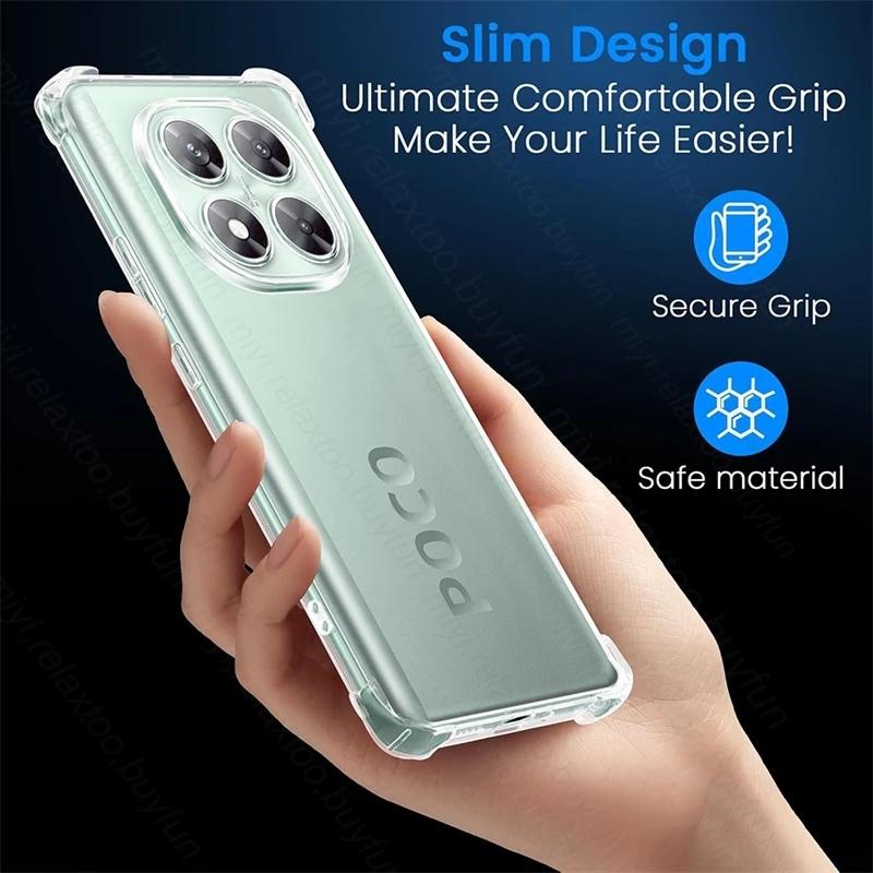 Anti-Yellower Crystal Clear Case for Xiaomi Poco X7 X6 Pro X5 M6 M5 F6 C75 C65 4G 5G Transparent Shockproof Slim TPU Soft Cover