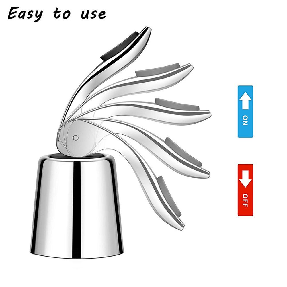 Stainless Steel Vacuum Sealed Wine Bottle Stopper Sealer Saver Preserver Champagne Closures Home