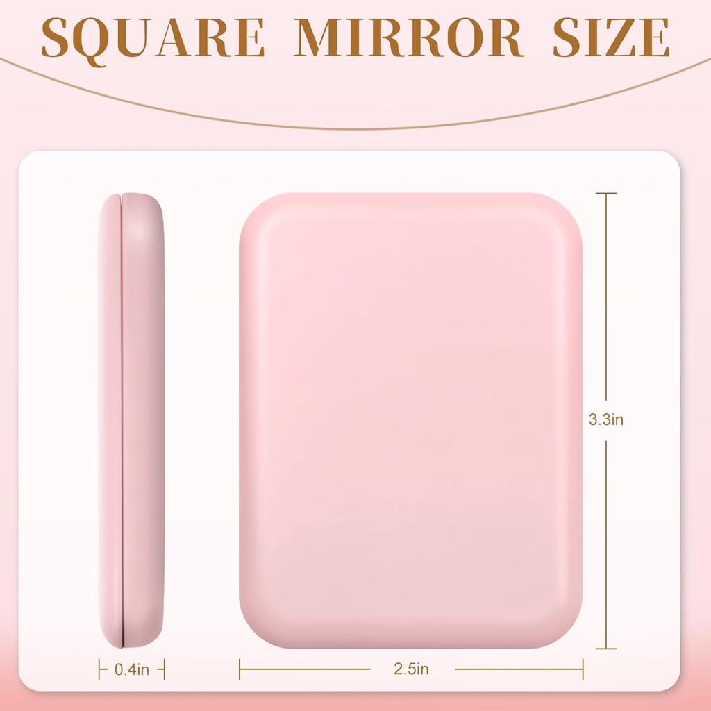 Compact Mirror with Light, 1X/3X Magnification LED Pocket Mirror for Women | Portable, Travel, Purse, Pocket, Gift, Pink, mini, small, essentials,