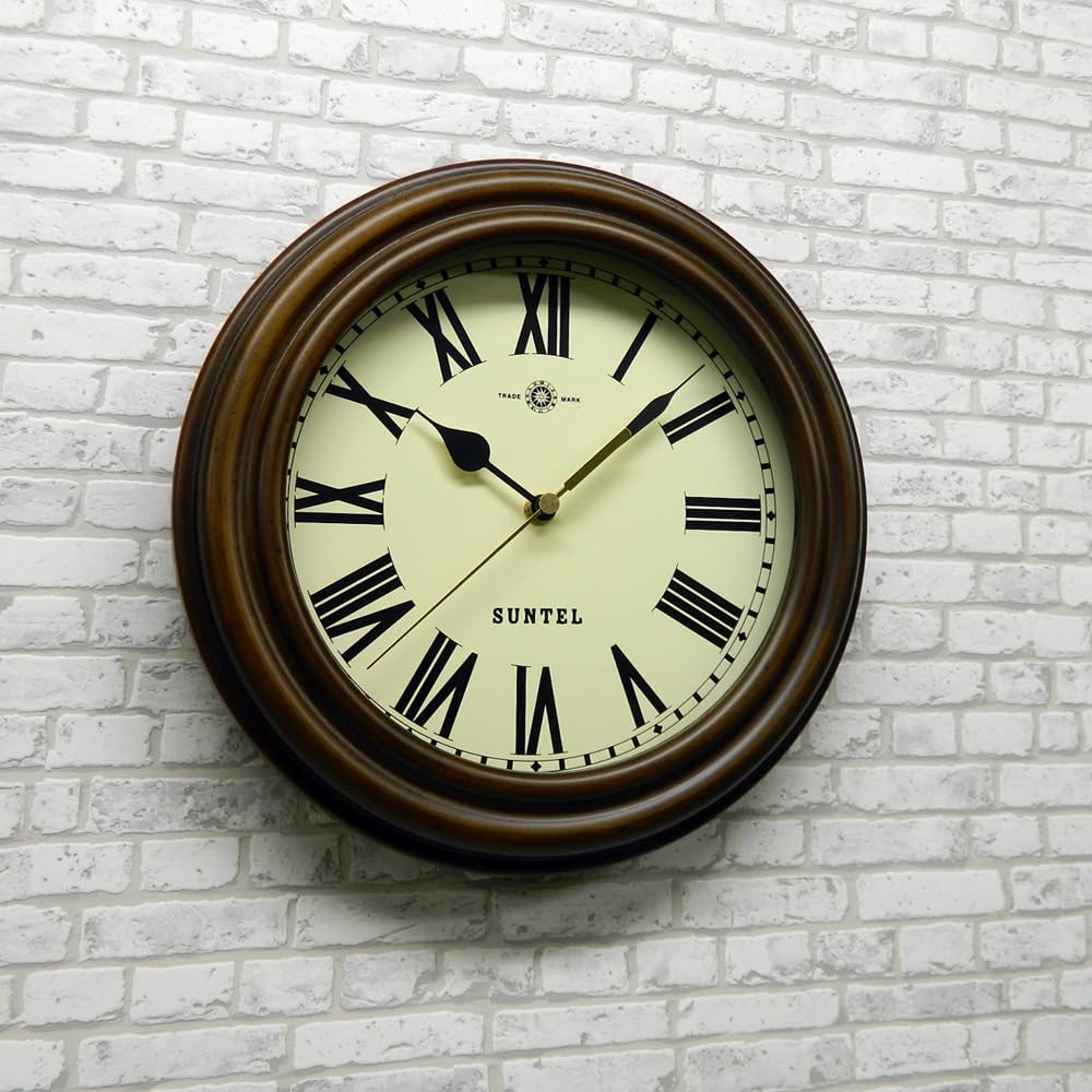 Santell Japanese-Made Retro Radio-Controlled Clock (Roman Letters) Antique Brown DQL729R-AN