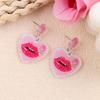 Pink Love Earrings Acrylic Lips Dangle Earrings Jewelry Accessories Valentine's Day Earrings  Lady