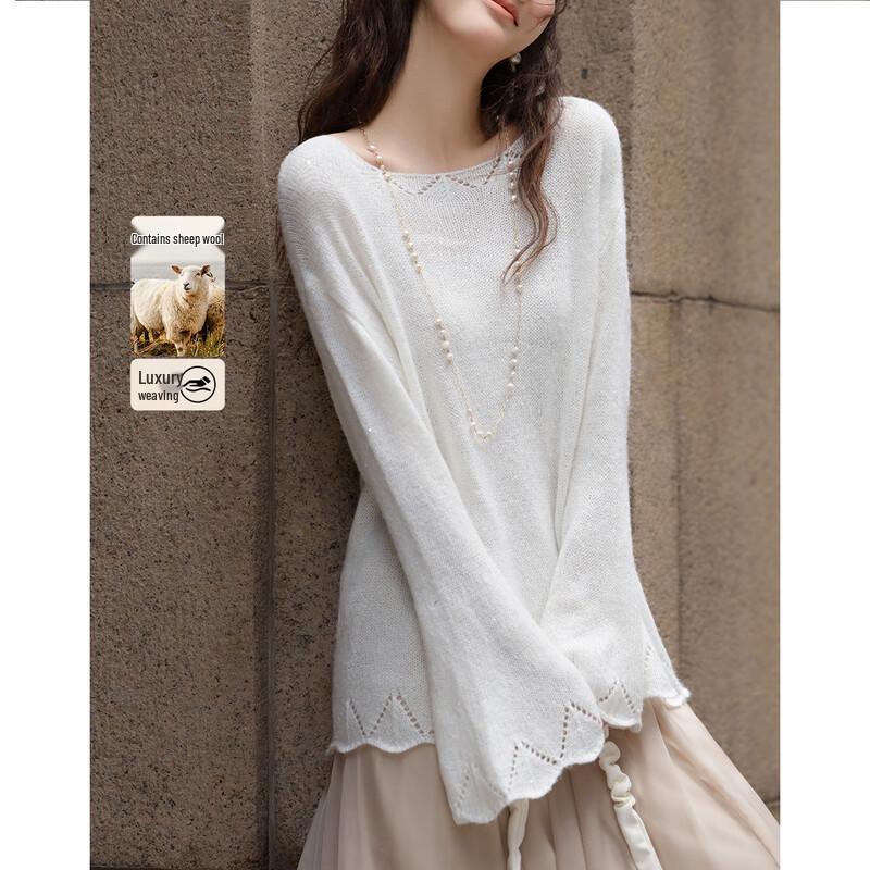 

Demana Merino Wool Blend Hollow Knit Sweater L