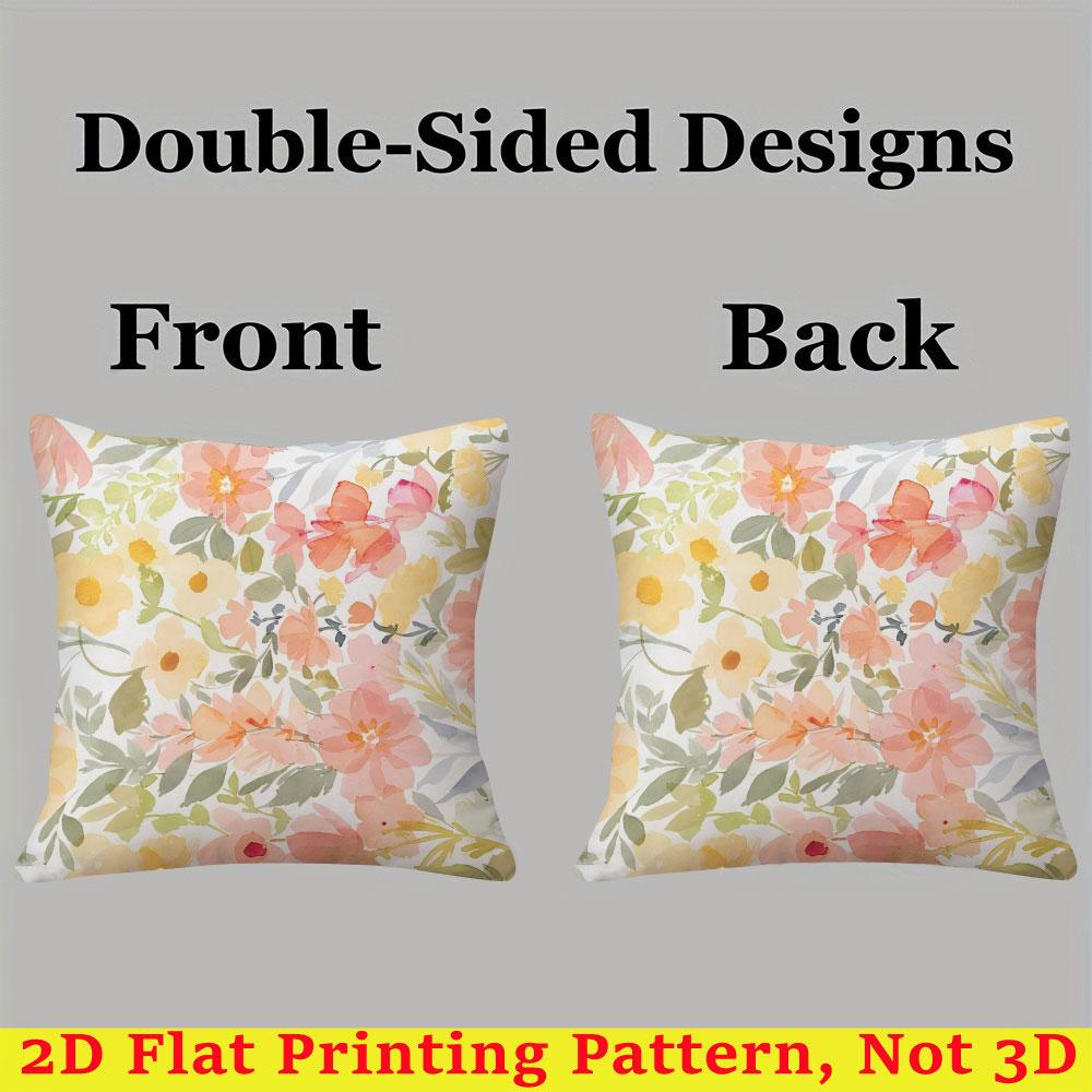 Watercolor Meadow Square Jacquard Pillow Cover for Sofa Office Waist Cushion Cover Home Decorative Pillowcase