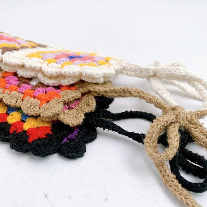 Süße Mädchen Buntes Häkelstirnband Sommer Sonnenschutz Turban zum Binden Camping Kopfwickel Teenager Liebliches Haartuch