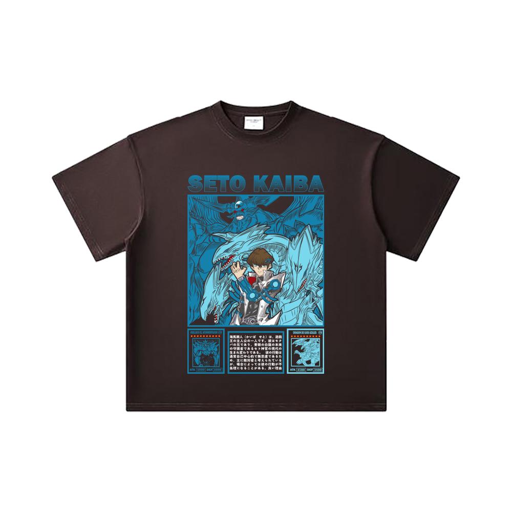 260 GSM Double Yarn 32 Count 100% Cotton Yu-Gi-Oh V6 Seto Kaiba Print Unisex Heavy Cotton T Shirt