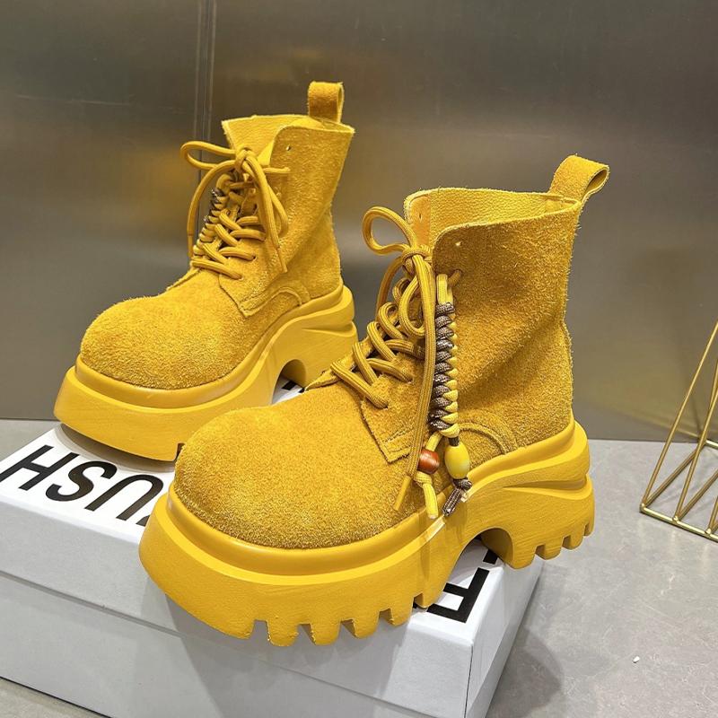 Fashion Platform Women Ankle Chelsea Boots Designer Lace Up Sport Shoes Winter New 2025 Fashion Brand Women's Boots Walking Mujer Shoes