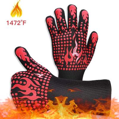 2024 Neue BBQ-Ofenhandschuhe 800 Grad Feuerfeste hitzebeständige Handschuhe Silikon-Ofenhandschuhe Grillhitze-Mikrowellenhandschuhe