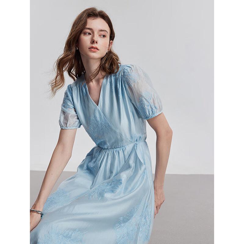 Chuyu Lyocell Embroidered V-Neck A-Line Maxi Dress