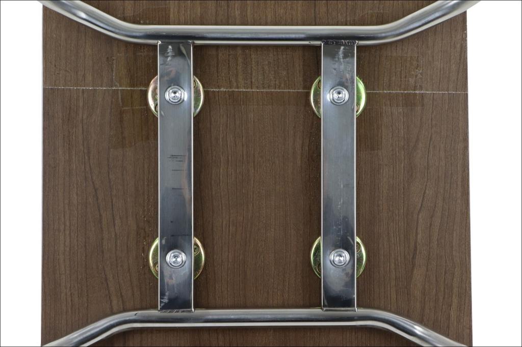 Walnut-colored plywood chair with stainless steel frame. Model WERDI A