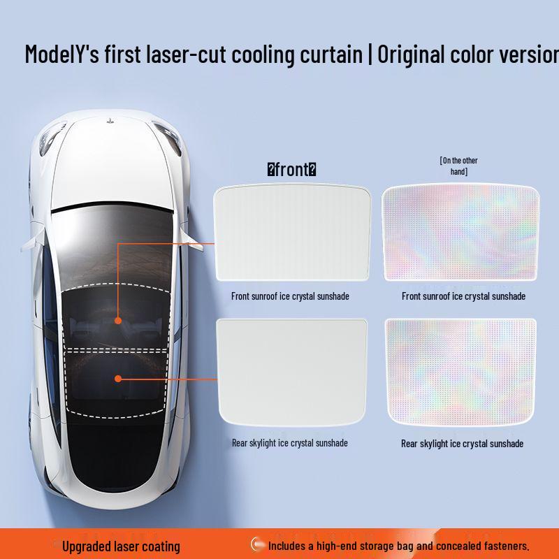 

Compatible with all Tesla models: updated sunroof ice crystal sunshade for Model Y/3/YL, rear window type. Model Y [21-24 Universal]