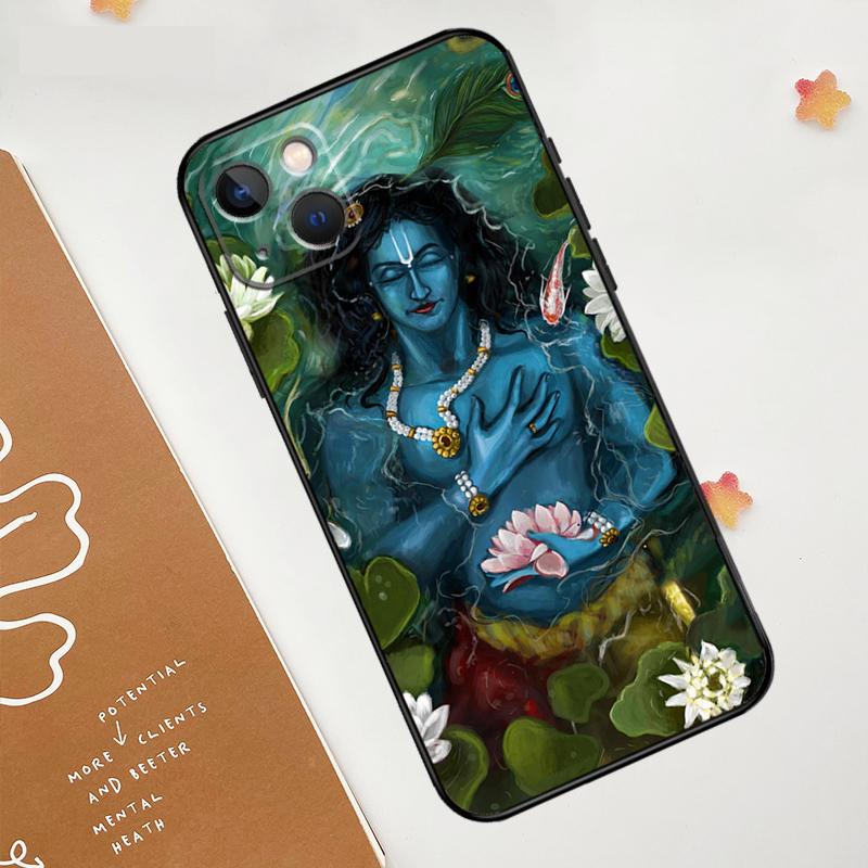 Indian God Lord Krishna Case For iPhone 16 15 14 13 12 11 17 Pro Max Mini 16e 15 16 Plus 17 Air Funda Cover