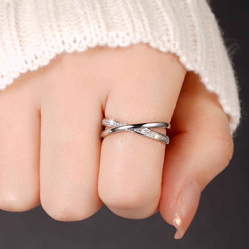 CAOSHI Geometric Cross Design Finger Rings with Shiny Cubic Zirconia Fancy Women Rings Daily Wear Hot Trendy Jewelry Wholesale