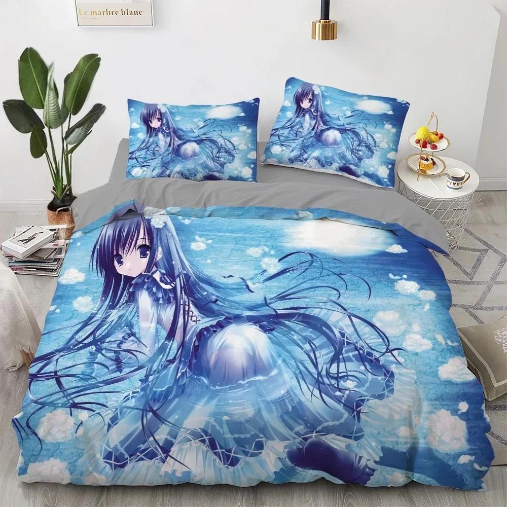 New Anime Kawaii Bedding Set Japan Anime Loli Duvet Cover Set Kids Bedroom Cartoon 3D Printed Quilt Cover Bedroom Gift