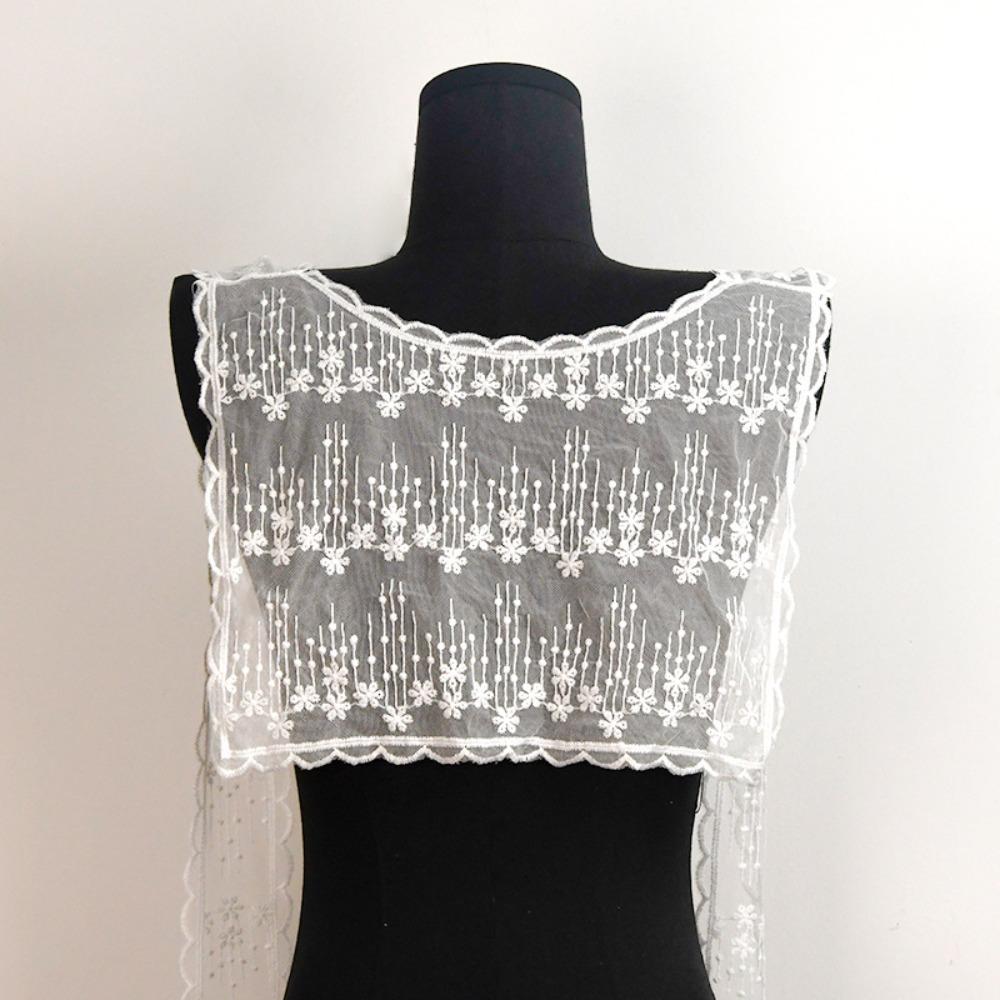 Translucence Lace Neck Guard Scarf Embroidery Flower Protect Neck Scarf Fake Collar Shawl  Female