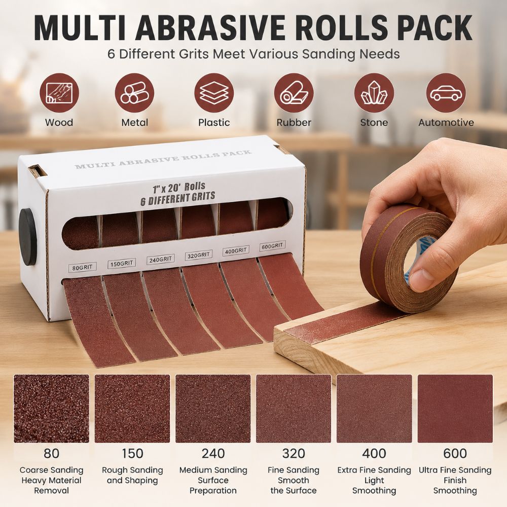 Multi-Grit Sandpaper Roll 80/150/240/320/400/600 Grit Abrasive Roll Wood Furniture Polishing