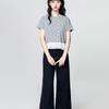 Women Polka Dot Lace Patchwork Short Sleeve T Shirt Casual Loose Top