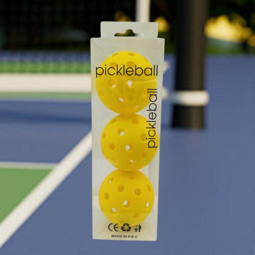 3x Pickleball Balls Pickle Practice Competition Tournament Pickleballs Yellow