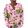 Women's Fashion Christmas Printed Long Sleeve Knitted Cardigan Button Down Jacket