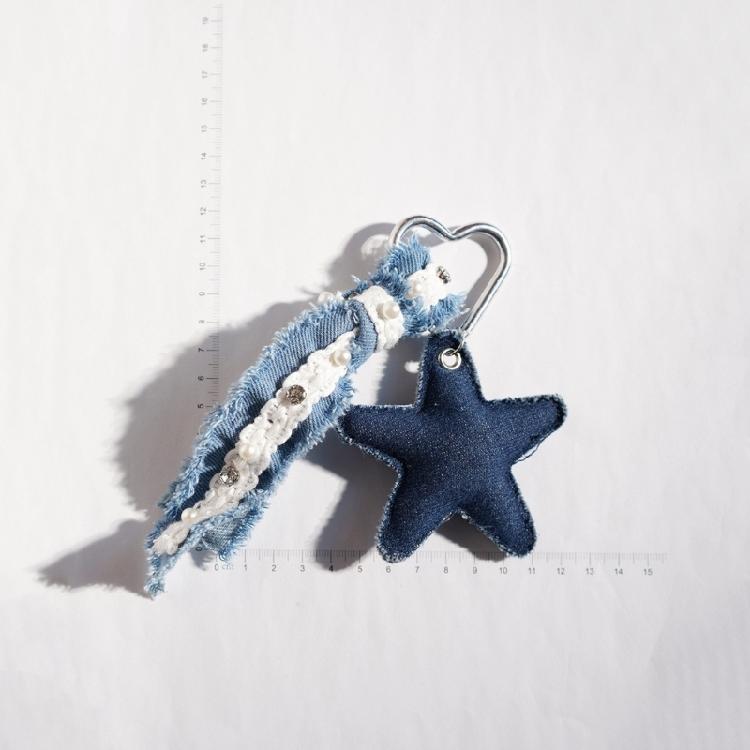 Denims Starfish Keychain Handmade For Keys Bags Fashion Accessory Portable Gift