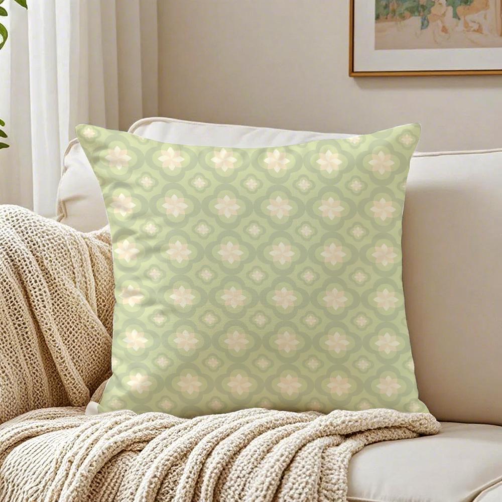 Fresh and elegant green fourleaf flower Cushion Cover Pillowcase Antidustmite living Room Sofa Decor Cushion Room