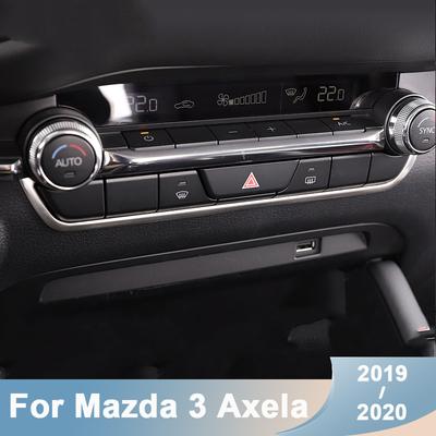 For Mazda 3 Axela Stainless Steel Car Dashboard Central Control Trim Cover Interior Mouldings Sticker Accessories